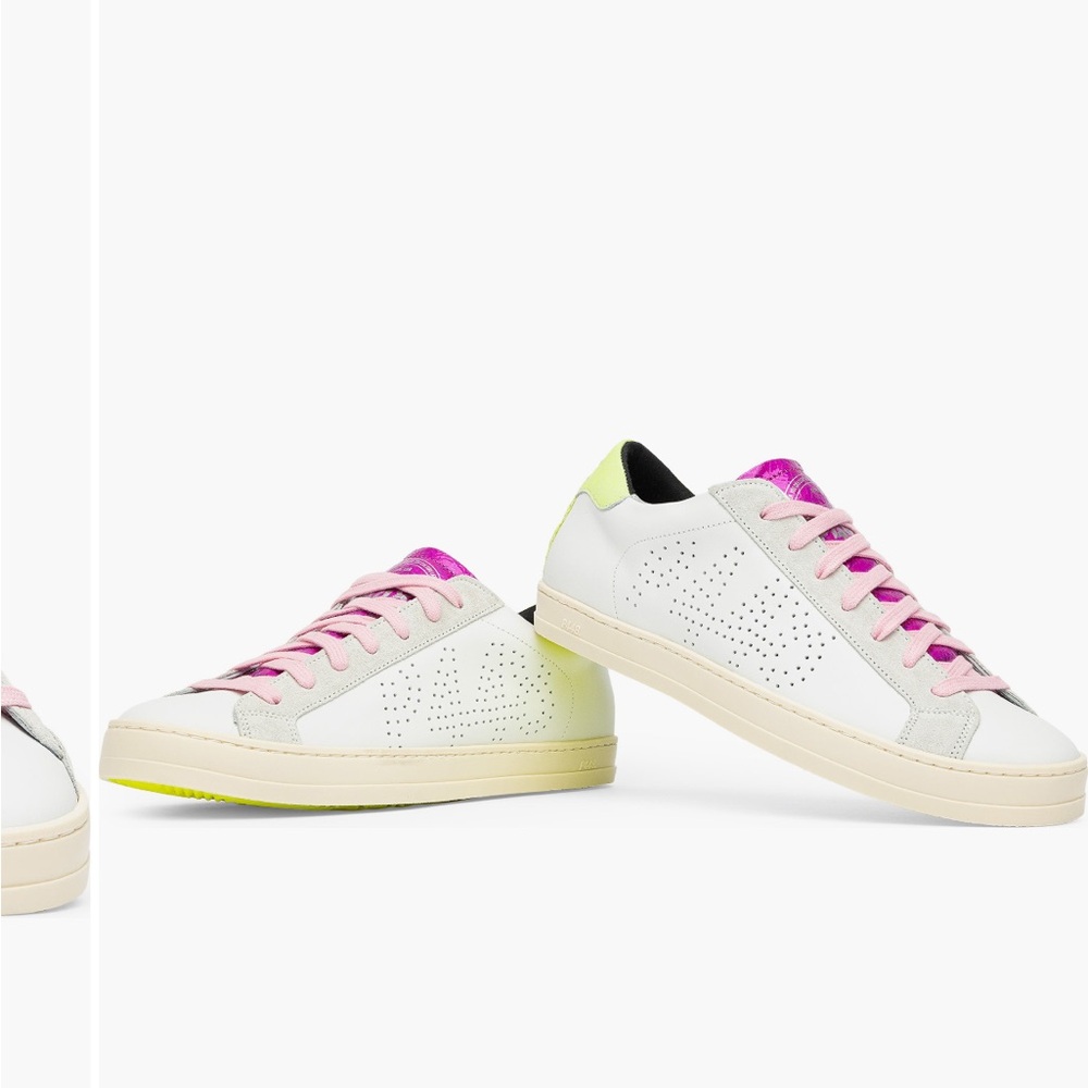 P448 John Sneakers in White, Pink, and Green sz 39 - Picture 12 of 12